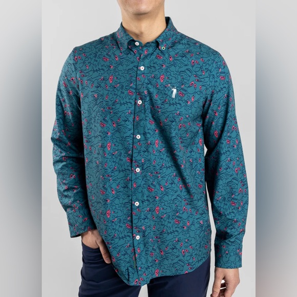 William Murray Golf Men’s 25,000 Bulbs LS Button Down - Picture 1 of 13